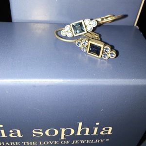 Lia Sophia Earrings- silver, navy, blue crystals