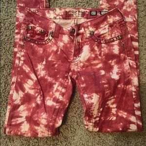 Red Tye dye miss me skinny jeans