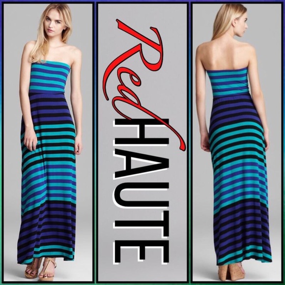 RED HAUTE Quotation MultiColor Stripe Maxi Dress S - Picture 1 of 4