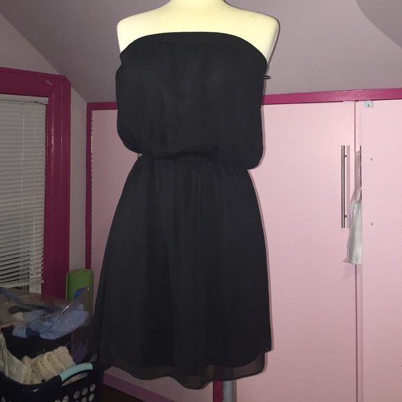 Express strapless sheer little black dress