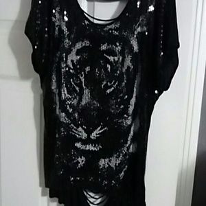 Sequin tiger top
