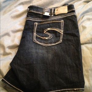 Silver Jean Shorts Women's Plus Size 24