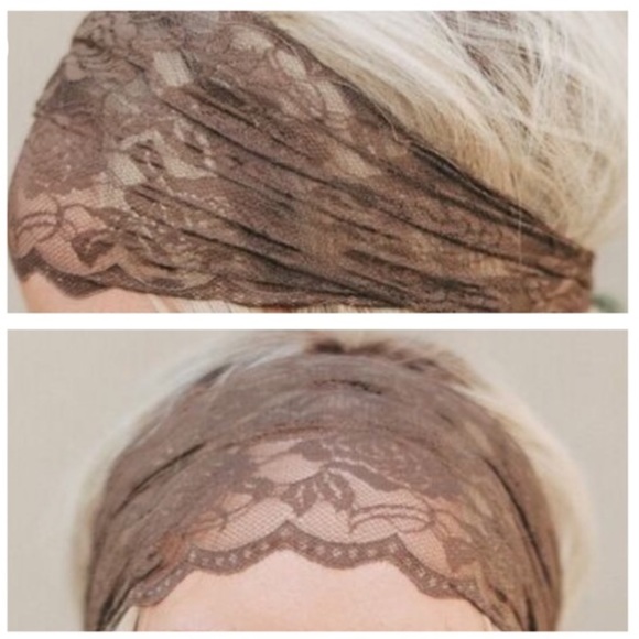 Boho mocha lace headband wrap - Picture 3 of 3