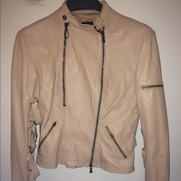 Versace Nude Leather Jacket (w/ lace up sleeves)
