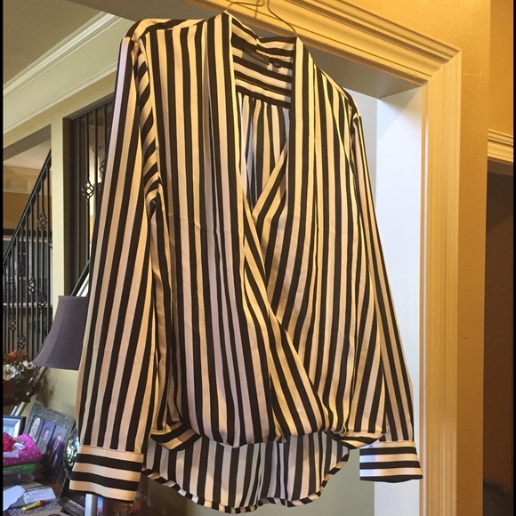 Black and white striped blouse