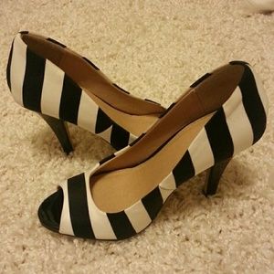 Black and white striped heels!