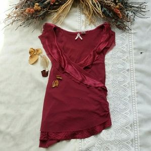 SOLD Anthropologie maeve red silk faux wrap