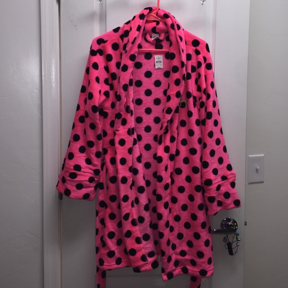 Pink poka dot robe