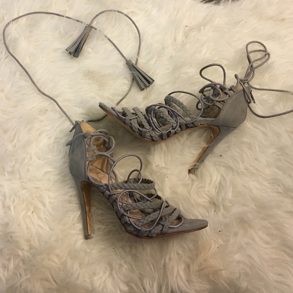 Missguided grey strappy heels👡👠