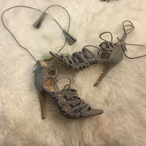 Missguided grey strappy heels👡👠