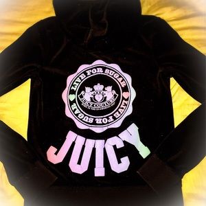 Juicy Couture Live For Sugar Black Zip-Up Hoodie