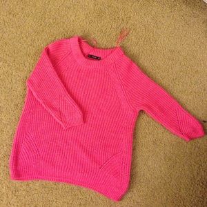 ZARA hot pink 3/4 sleeves sweater