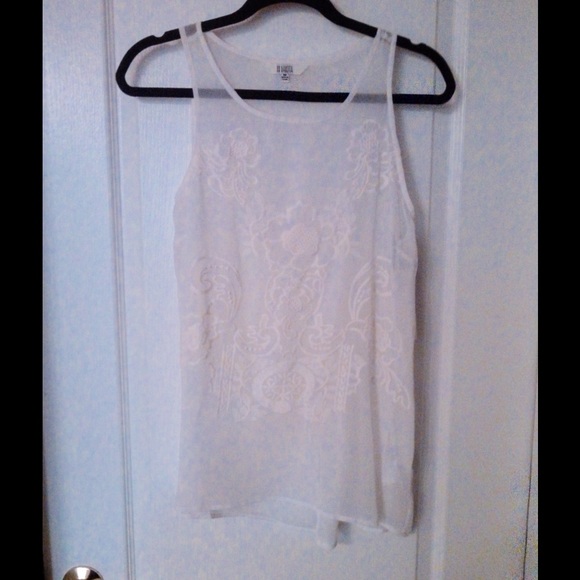 White sheer sleeveless shirt