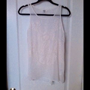 White sheer sleeveless shirt