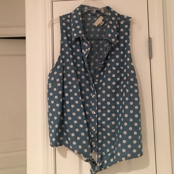 Denim and Polka Dot Button Up Shirt!