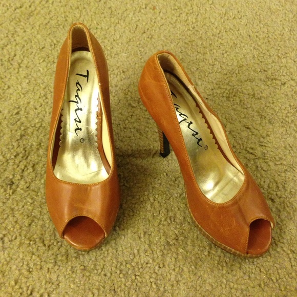 Brown heels with open toes