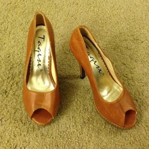 Brown heels with open toes