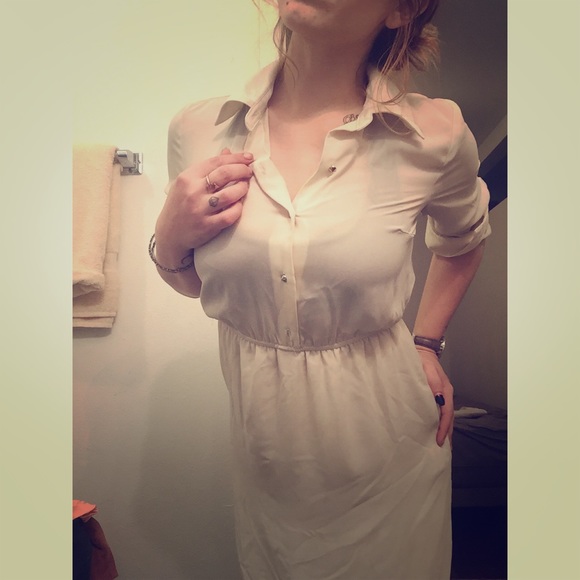 Nude/"Cream" Collared Dress - Medium NWOT