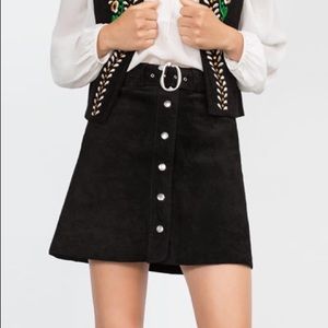 Black Zara Suede A-line Skirt