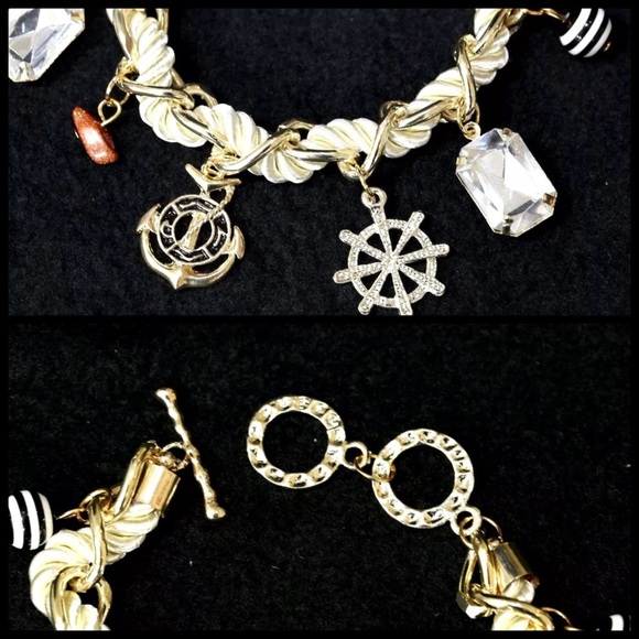 ED11 Gold Nautical Rope Charm Bracelet - Picture 3 of 3