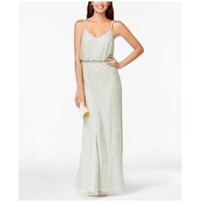 Adrianna Papell Spaghetti Strap Beaded Gown