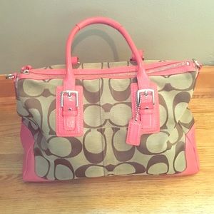 Authentic Coach Signature Zip Top Tote.
