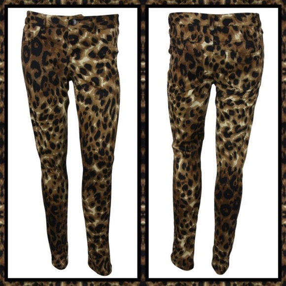 INC International Concepts Leopard Stretch Pants 4 - Picture 1 of 4