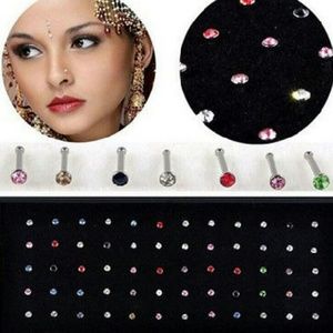 1 sealed box of 60 colorful rhinestone nose rings