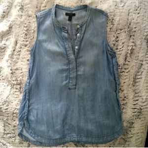 Chambray sleeveless drapey popover