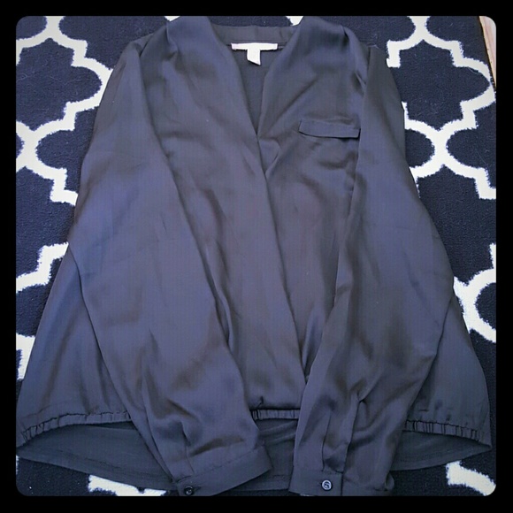 Forever 21 silky black crossover tunic