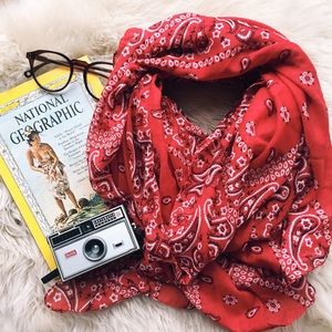 Red Bandana Patterned Scarf