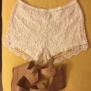 White Crochet shorts