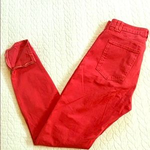 High waisted red American Apparel pants. Size 28.