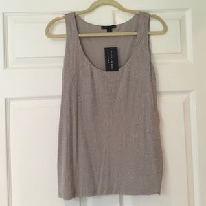 Ralph Lauren grey tank w/silver beads