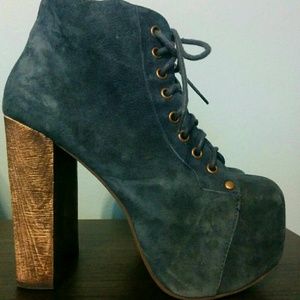 Jeffrey Campbell Blue Suede Lita Boots