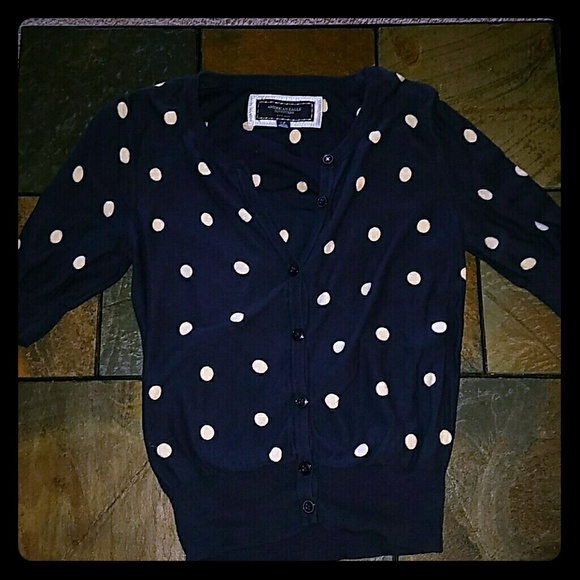 Navy Blue/Ivory polka dot cardigan