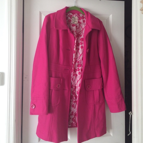 Tulle - wool hot pink trench coat