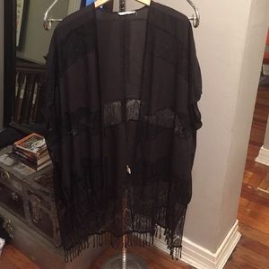 Sheer black and lace kimono