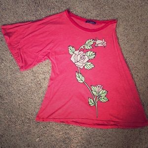 NWOT! Wildfox Red English Rose One Shoulder Top