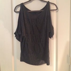 Bui Yah Kah Cold Shoulder Tie Sleeve Top