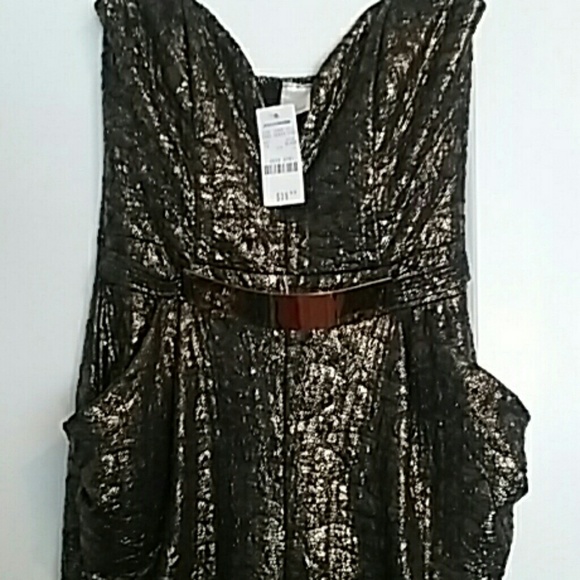 Black & Gold Dressy Romper w. Gold Belt