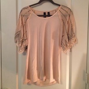 Buckle Pink Beaded Sleeve Top