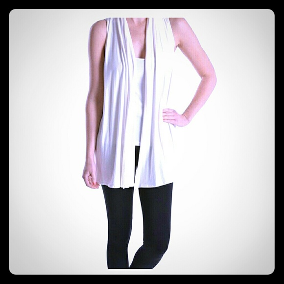 Ivory jersey flowy vest