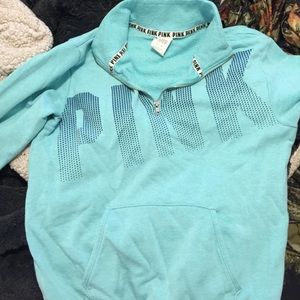 Teal blue half zip PINK sweatshirt Teal blue half zip PINK sweatshirt