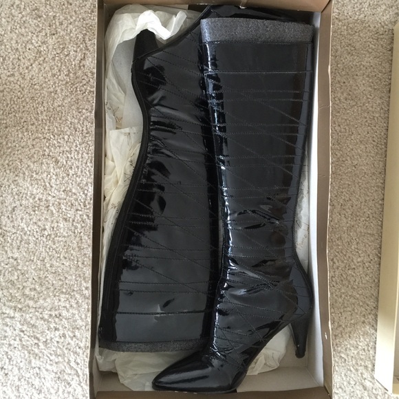 Sexy Franco Sarto Black Patent Vegan Leather boots