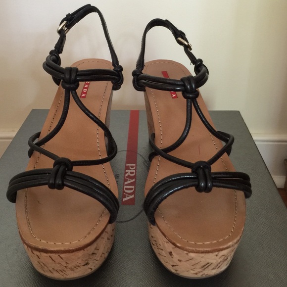 Pravda sandals- 2013 black- cork wedge - Picture 4 of 4