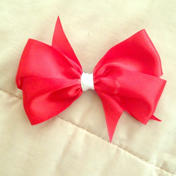 Red satin ribbon bow