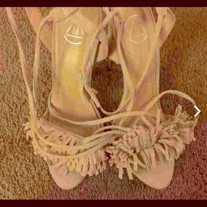 Misguided nude lace up heels size 7