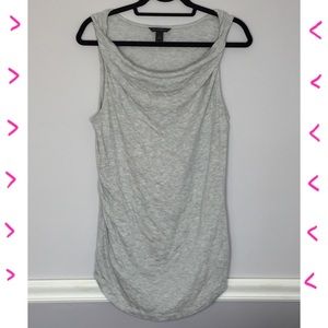 Light grey cowl neck tank with twisted detail