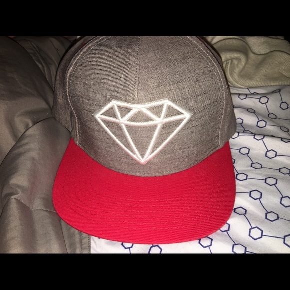Grey and Red Diamond hat